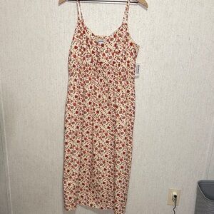 Old Navy Red and Cream Floral Maxi Dress